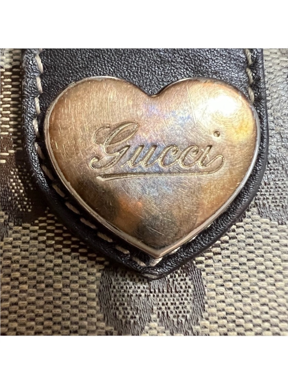 Gucci GG Canvas Heart Logo Wallet Brown Beige Vintage Italy - Picture 14 of 17